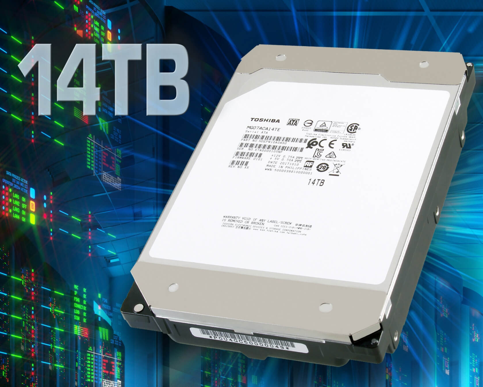 Toshiba unveils world's first 14 TB hard drive to use conventional magnetic recording