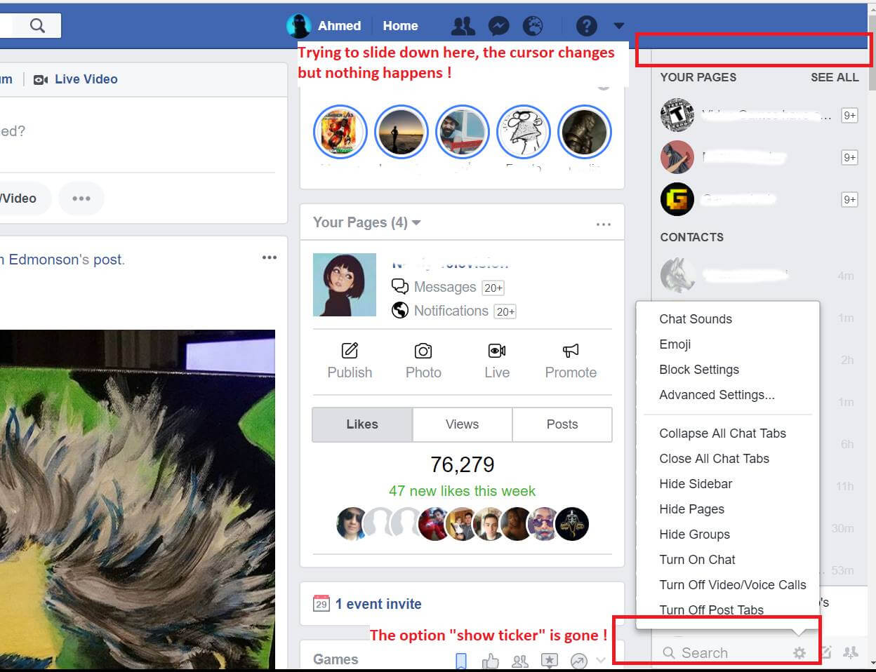 Facebook's Ticker that showed your friends' activities has been removed