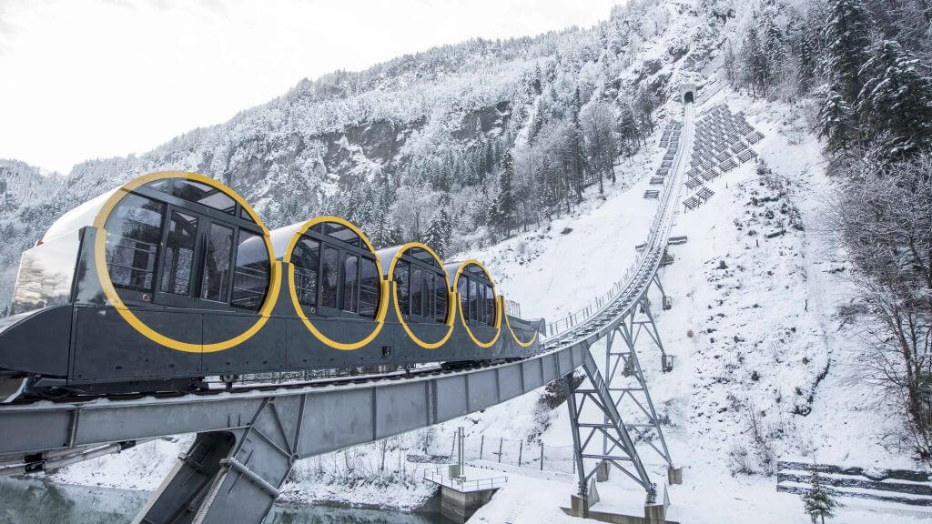 World's steepest funicular railway opens in Switzerland, featuring a 110% gradient