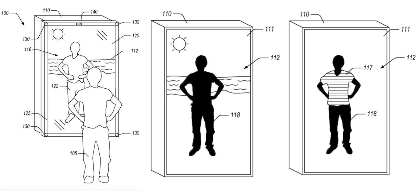 Amazon's blended reality mirror mixes reflections, virtual clothes, and digital scenes