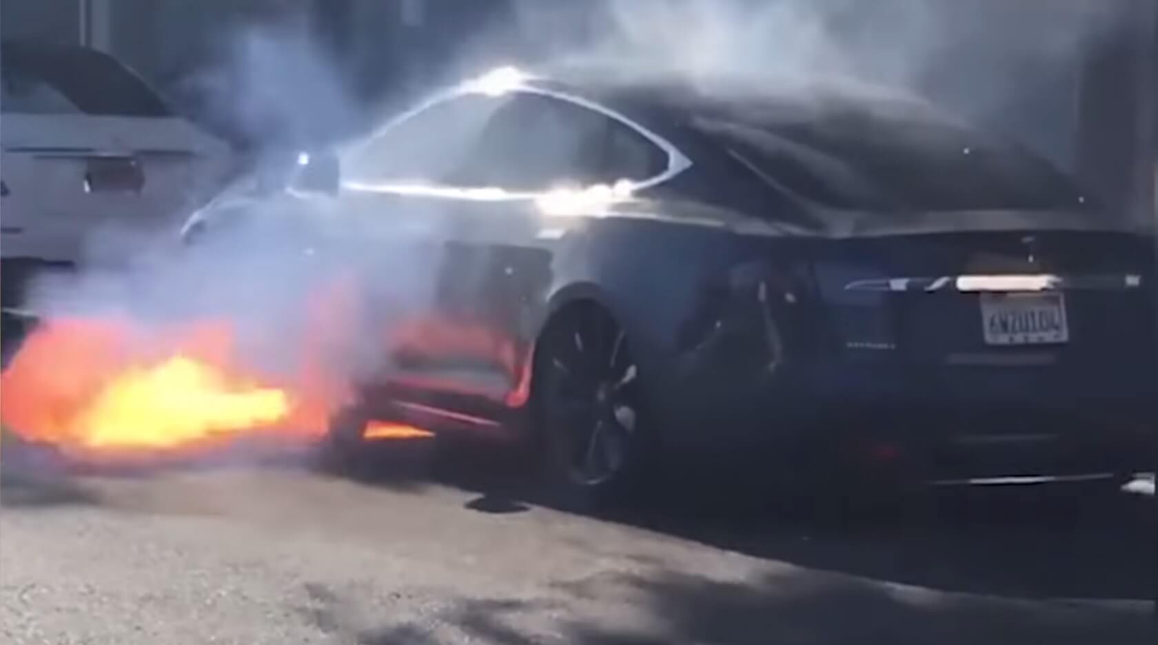 Watch: Tesla Model S caught on video going up in flames out of the blue