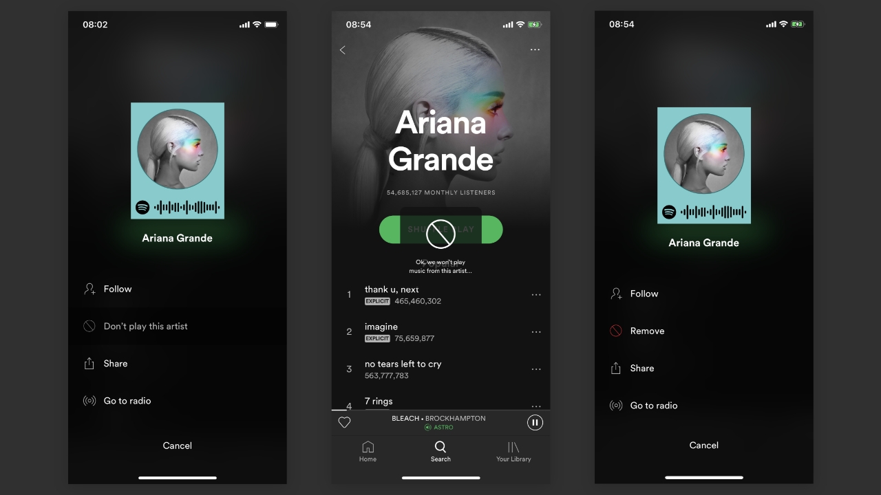 Spotify is testing an artist block feature