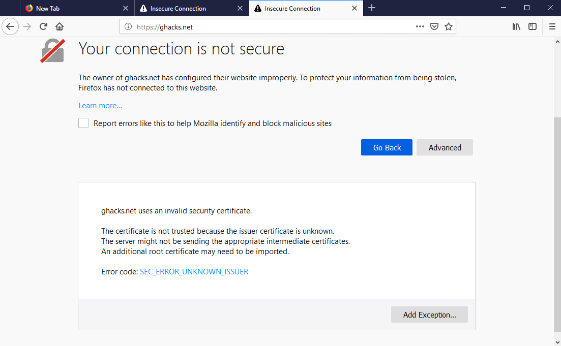 firefox saying insecure connection firefox saying insecure connection