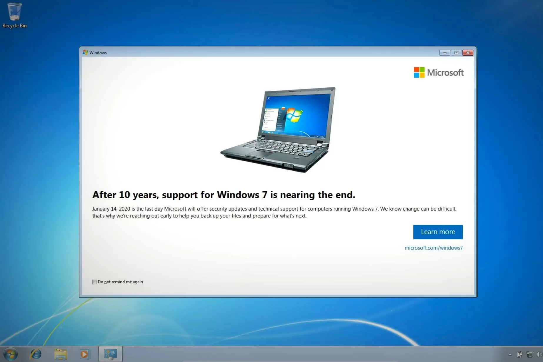 Microsoft rolls out Windows 7 end of support notifications