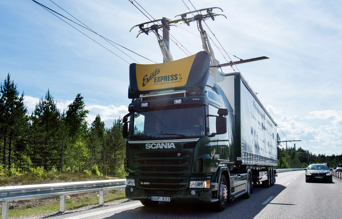 Germany is testing overhead wires to charge hybrid semi trucks on the Autobahn