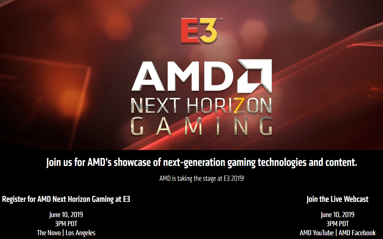 AMD to host Next Horizon Gaming event at E3 2019, Navi details likely