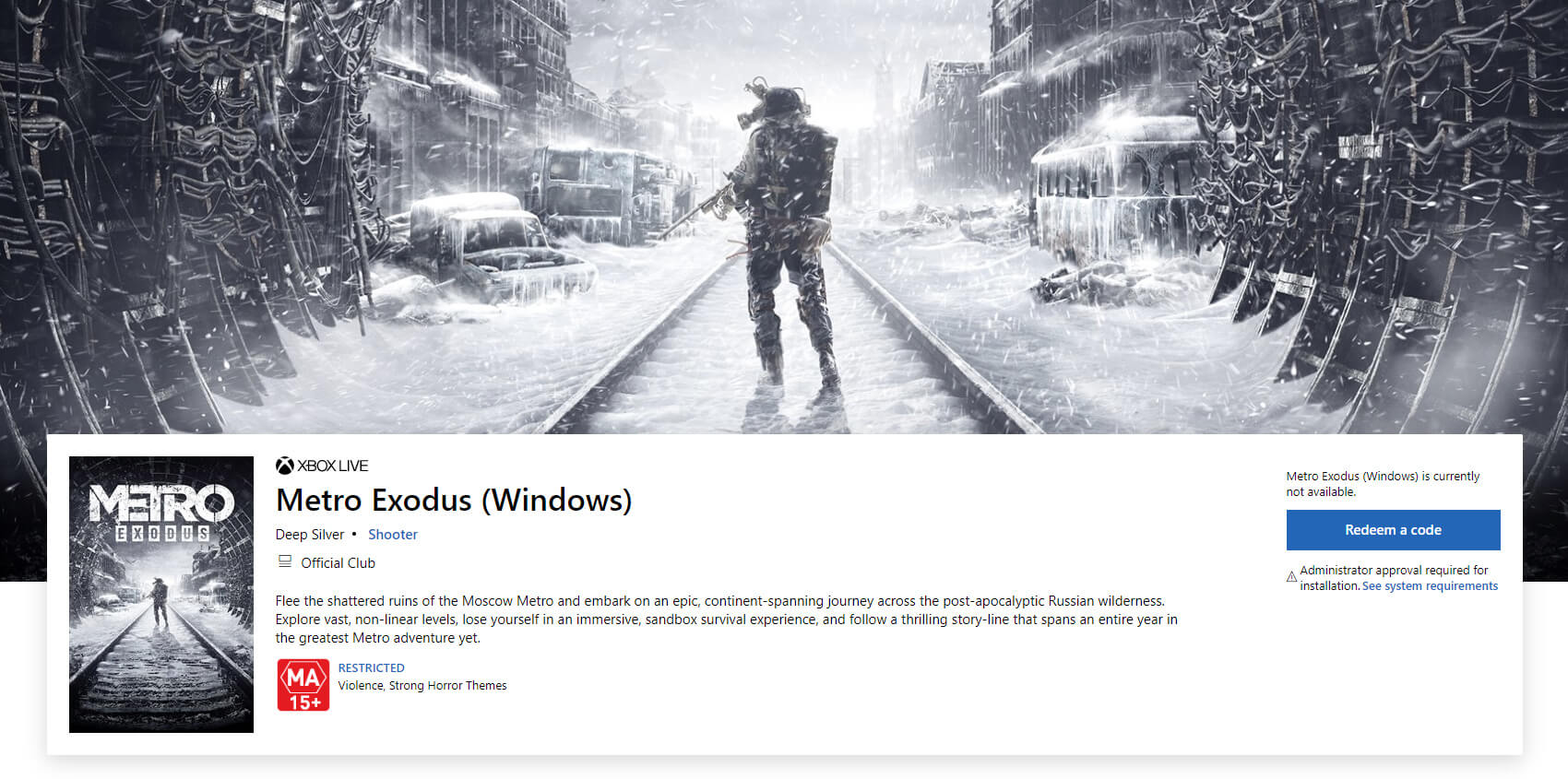 Metro Exodus suddenly appears on the Windows Store, releases on June 9