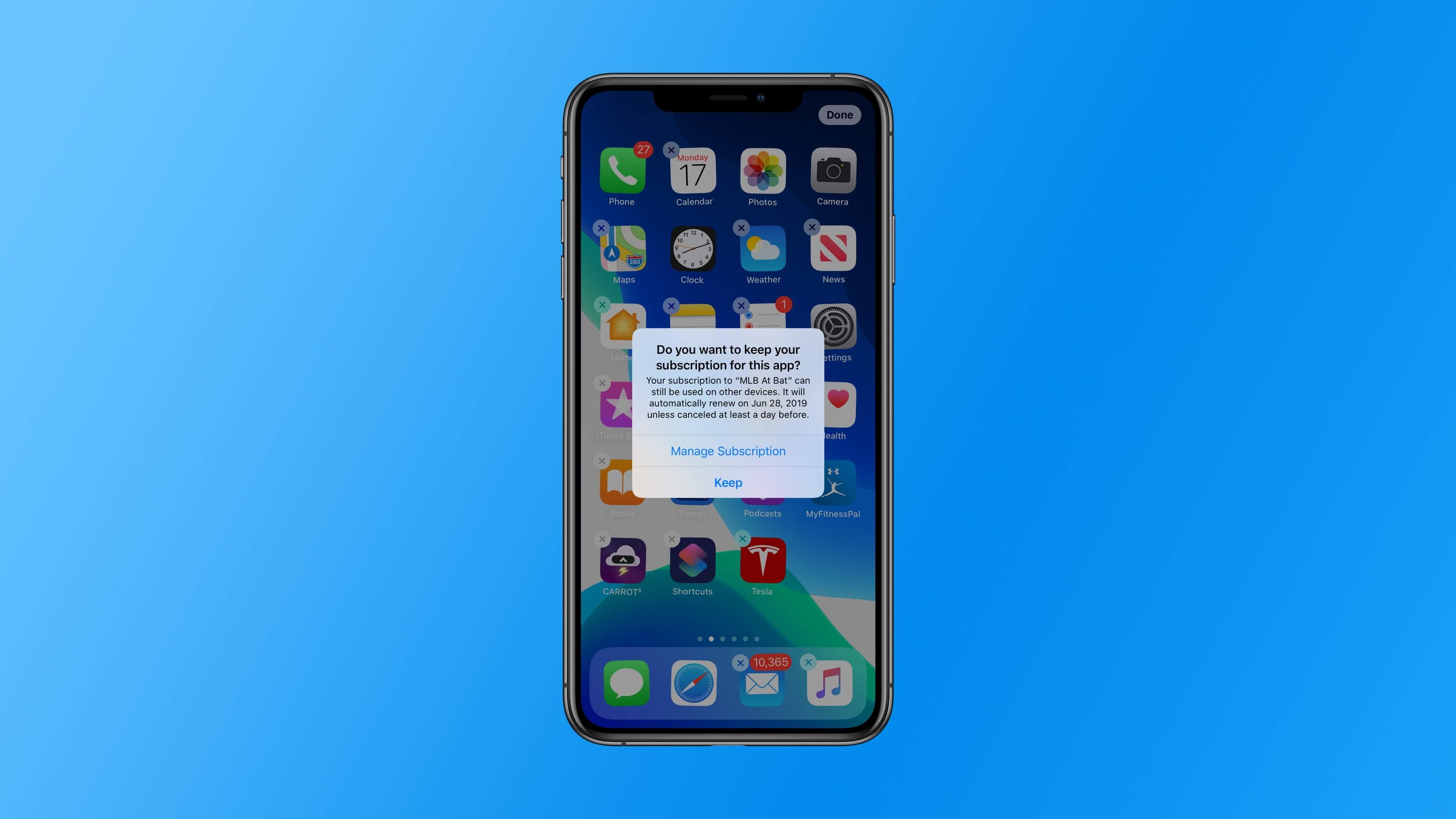 iOS 13 will warn users if they delete an app with an active subscription