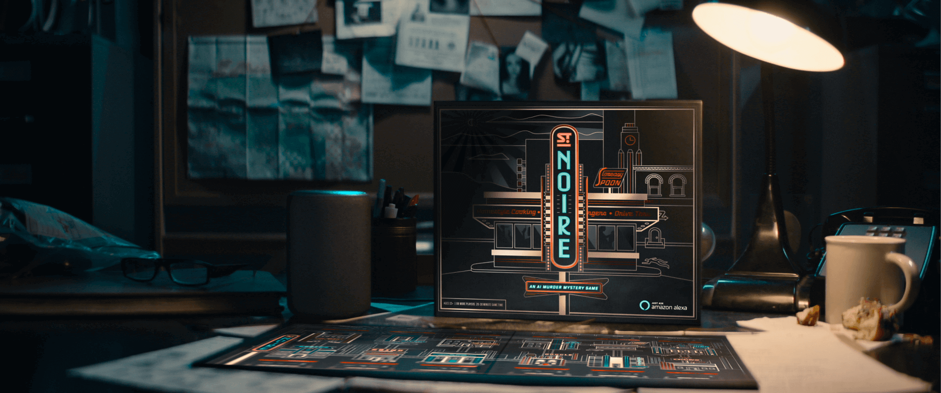 St. Noire is a murder mystery board game driven by Alexa