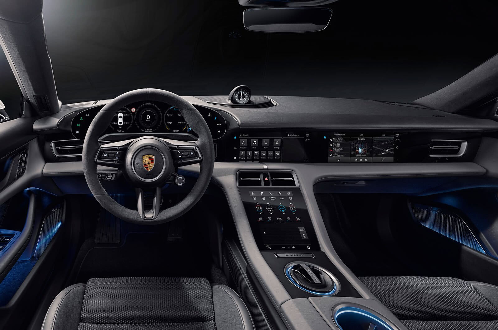 The Porsche Taycan comes with so many screens, even the passenger has one