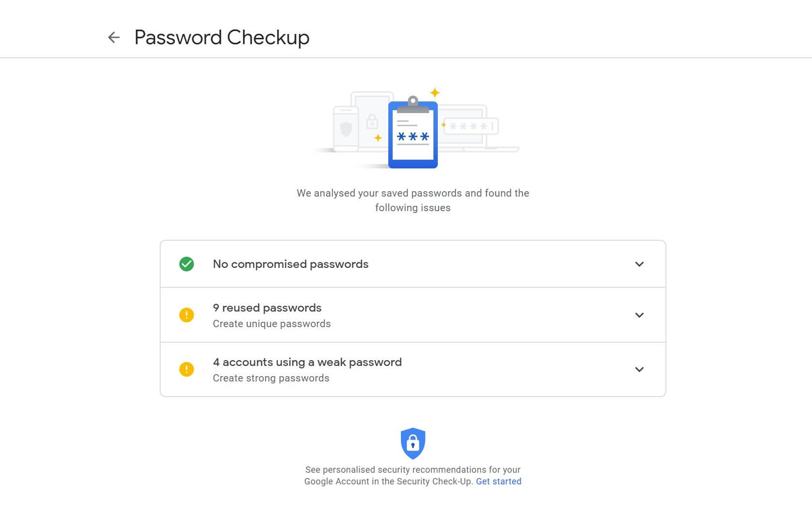 Google password