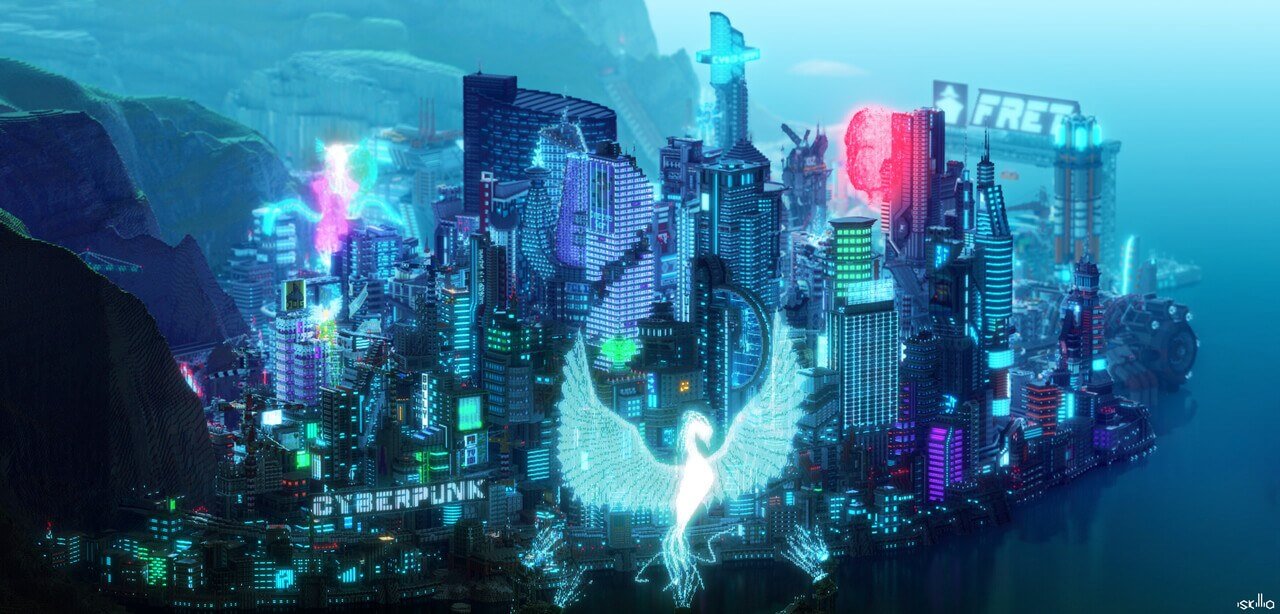 Minecraft Players Create A Sprawling Futuristic In Game City Inspired By Cyberpunk 2077 Techspot