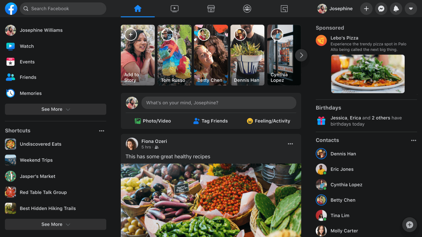 Facebook's redesigned desktop version brings faster loading times, dark mode