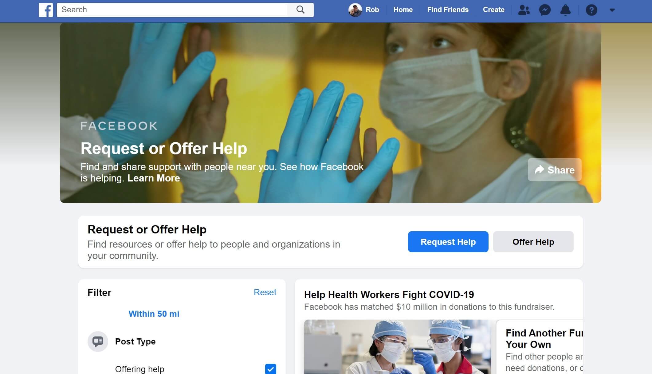 New Facebook feature lets people offer & ask for help during Covid-19 crisis