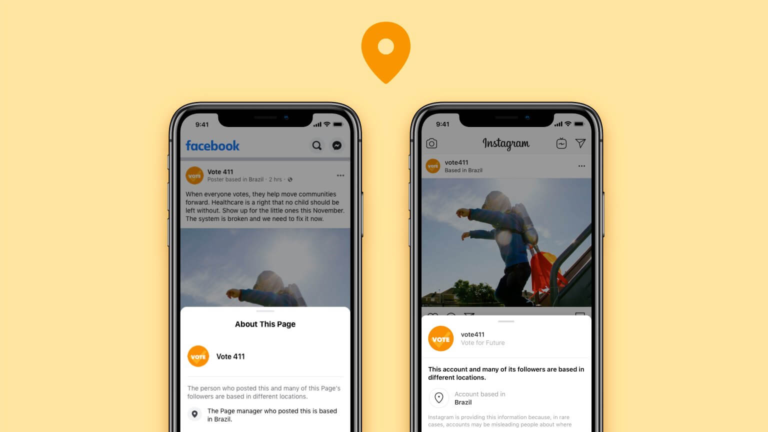 Facebook is adding location data to posts from Facebook and Instagram accounts with large audiences