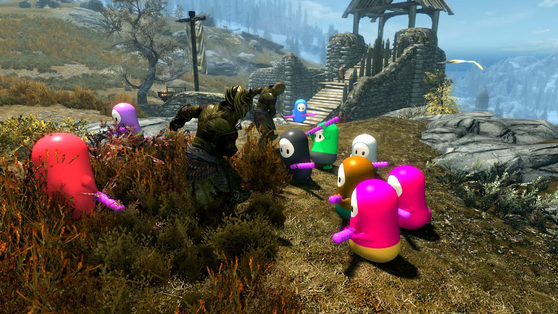 You can now recruit 'Fall Guys' in The Elder Scrolls V: Skyrim