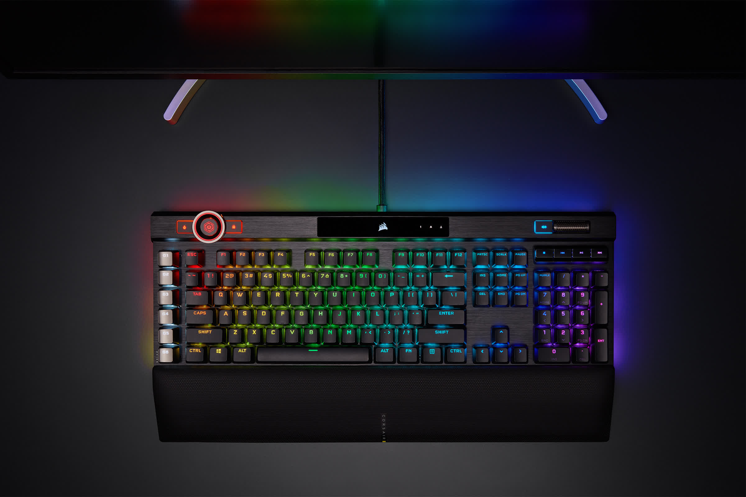 Corsair's K100 RGB mechanical gaming keyboard is loaded with bells and whistles
