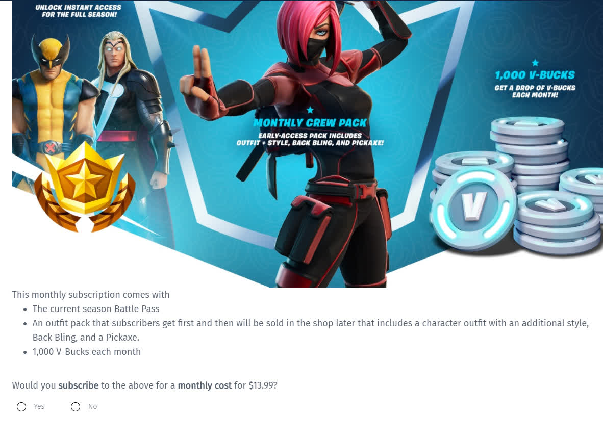 Epic Is Asking Fortnite Players If They Re Interested In A Monthly Subscription Techspot Why Does Fortnite Say Player Why Does Fortnite Say Player Epic Is Asking Fortnite Players If They Re Interested In A Monthly Subscription Techspot