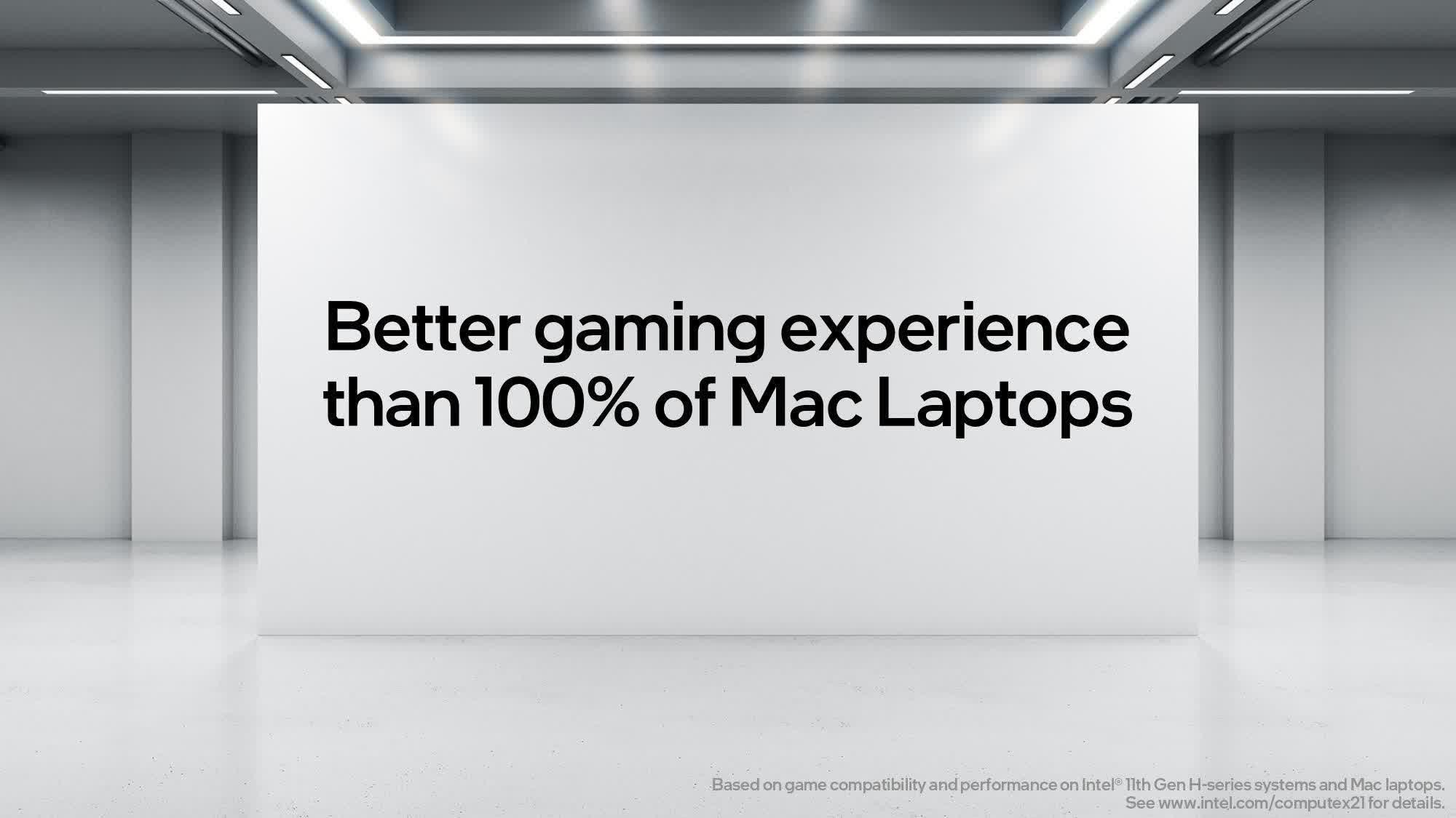 Intel says it provides a better gaming experience than 100% of Mac laptops