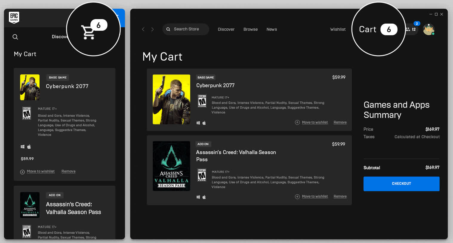 User reviews and achievements on Epic Games Store roadmap