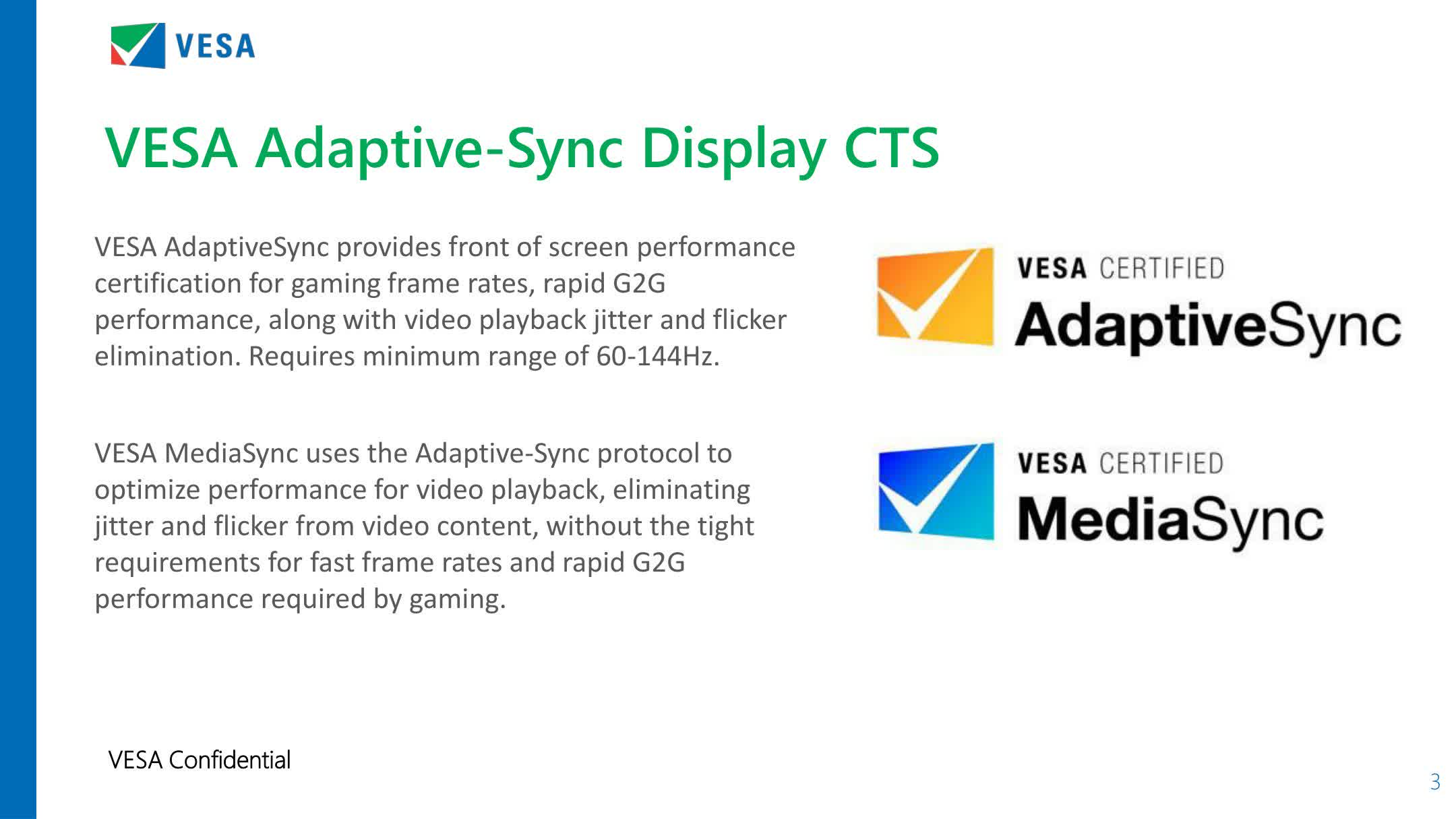 VESA looks to standardize variable refresh rate displays with new