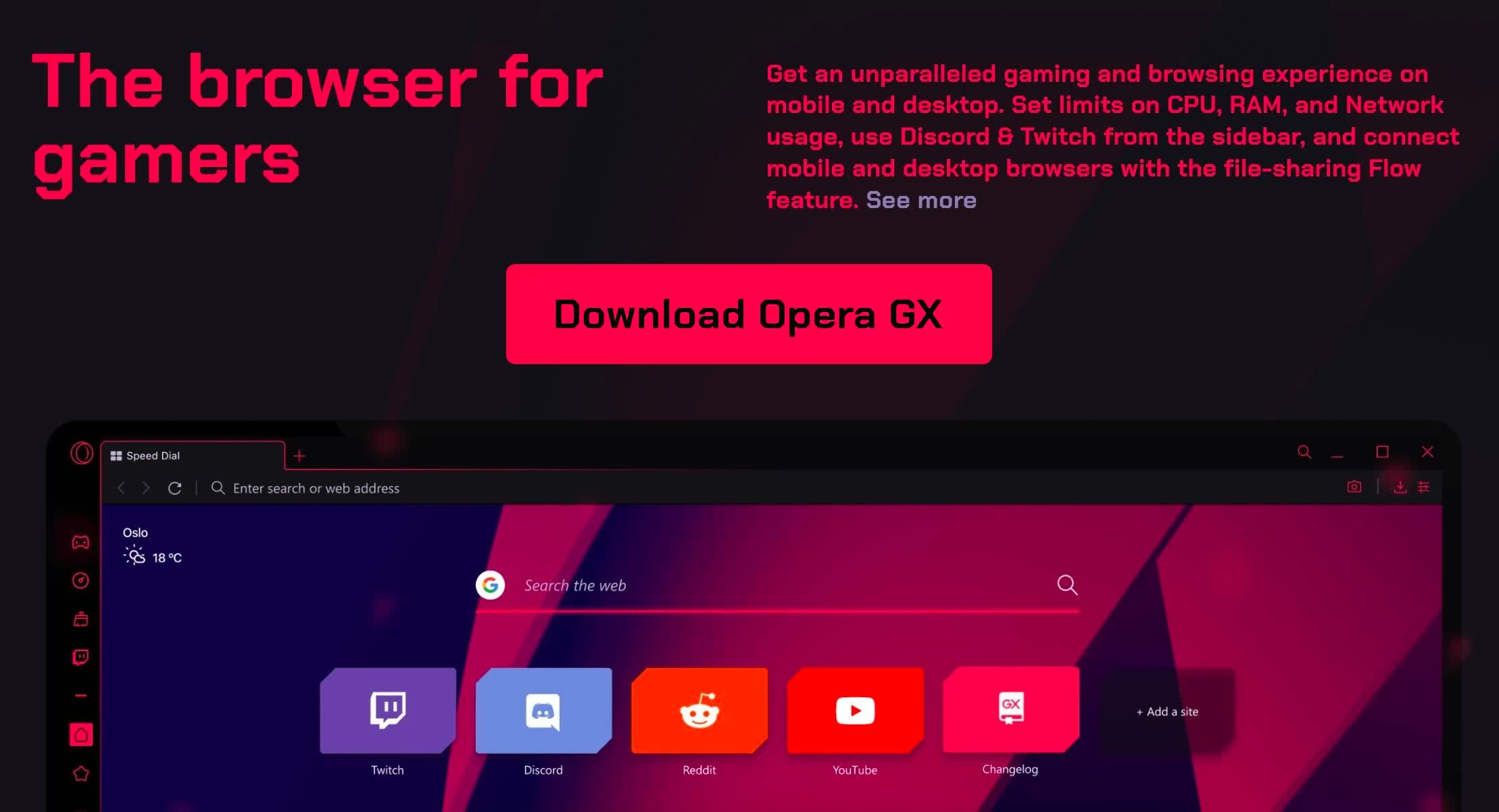 Opera GX gaming web browser
