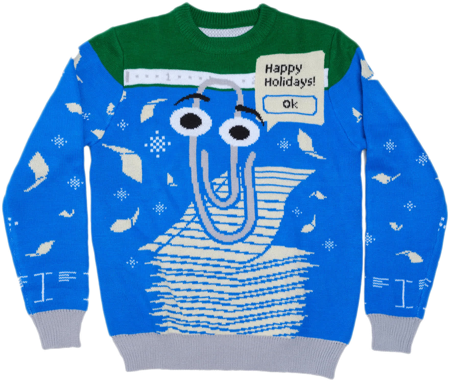 Celebrate the holidays in style with this Clippy ugly sweater
