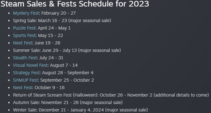 Valve Reveals Dates For All 2023 Steam Sales And Next Fest TechSpot