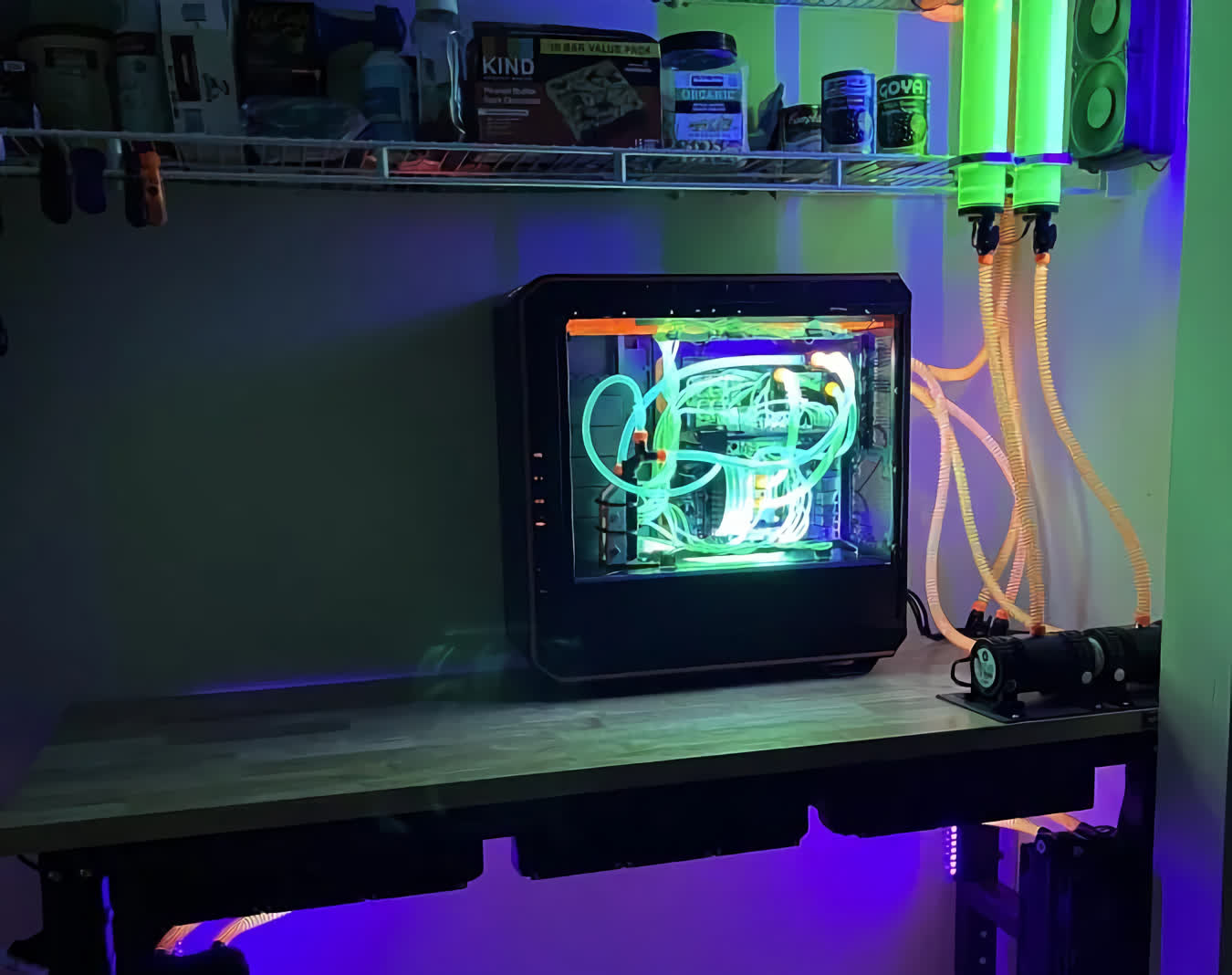 Take a look at this liquid-cooled PC with 69 water blocks and 100 feet of tubing