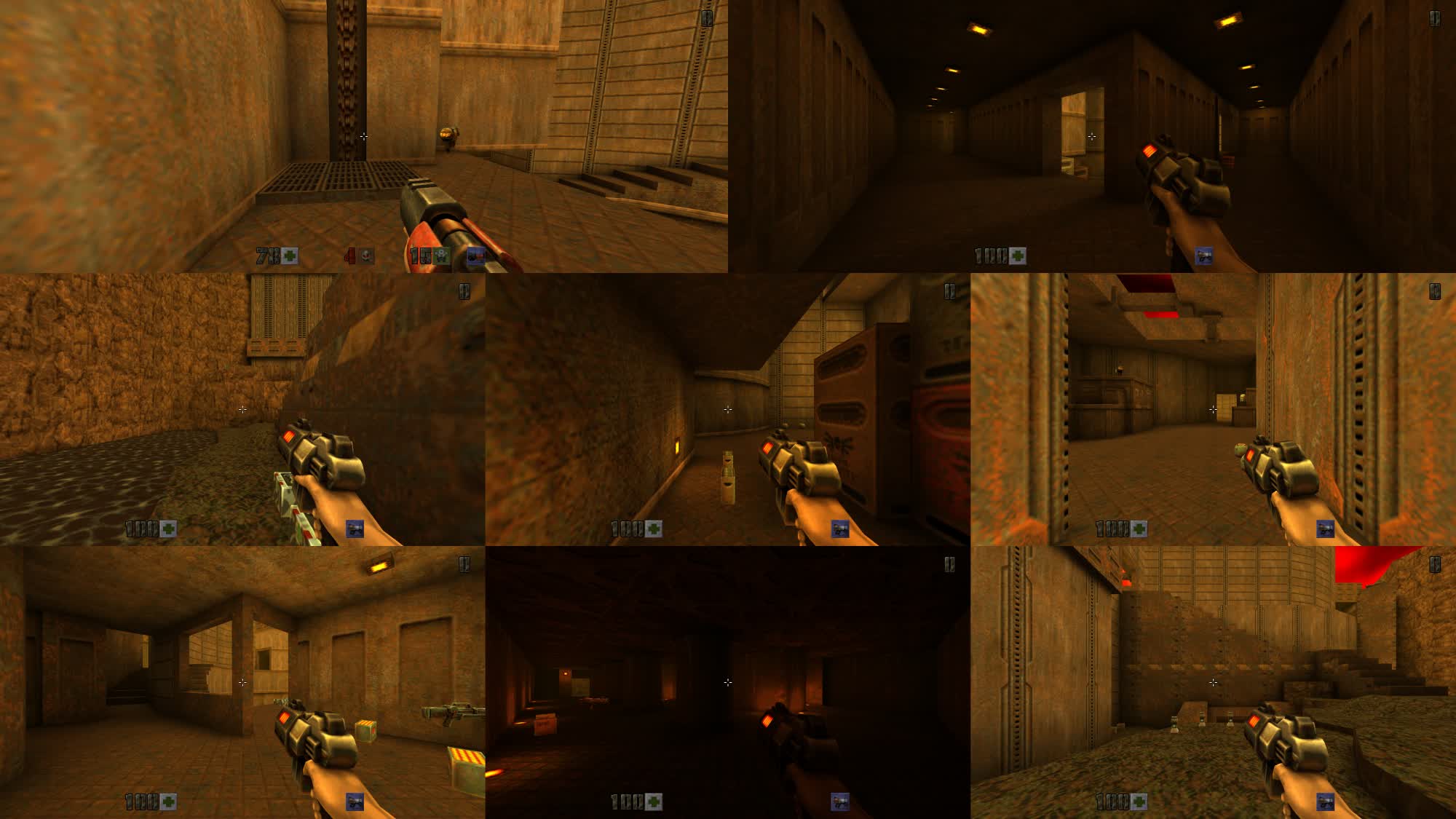 A closer look at Quake II's eight-way local multiplayer split screen mode