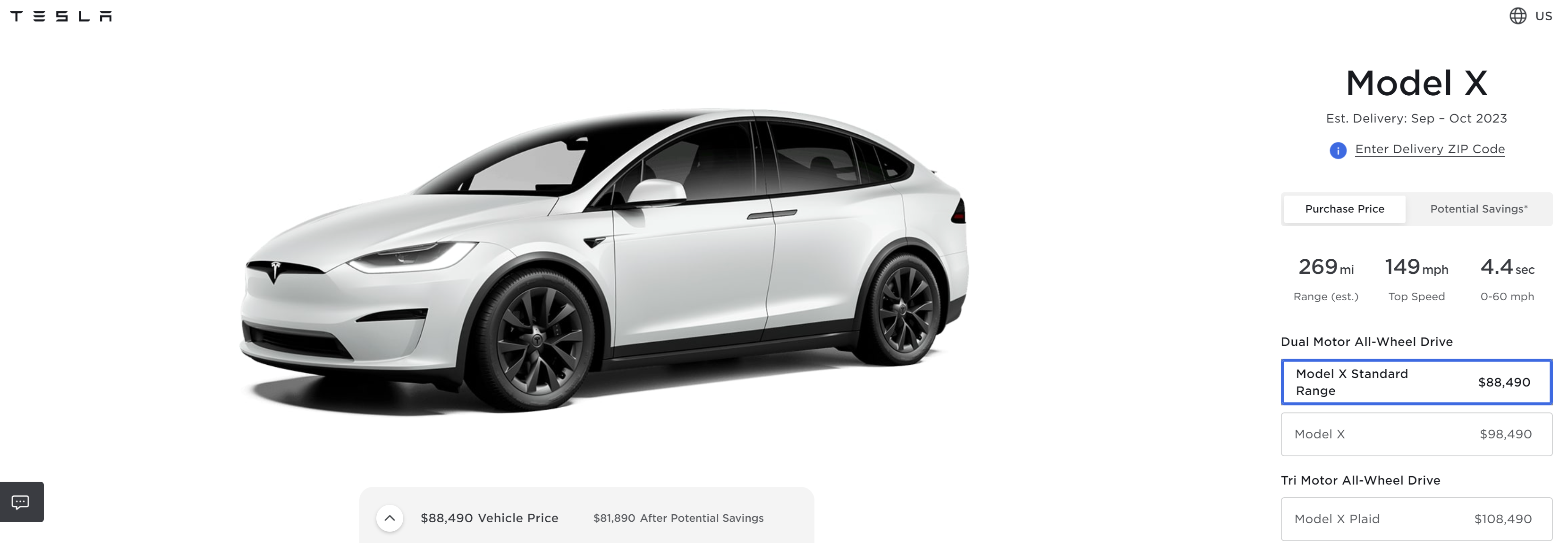 Tesla selling price discount