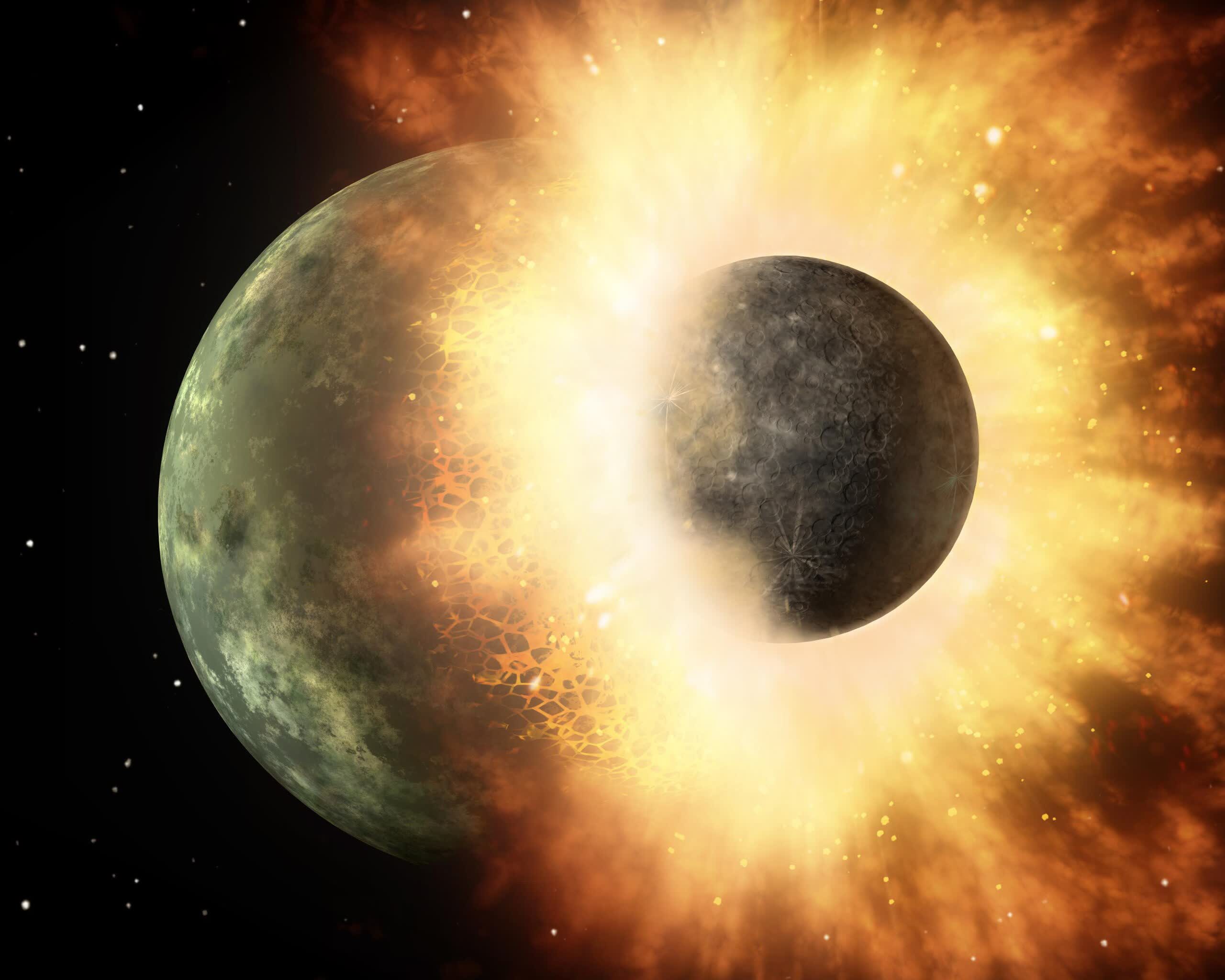 Anomalies in Earth's mantle are remnants of collision with another planet, study concludes