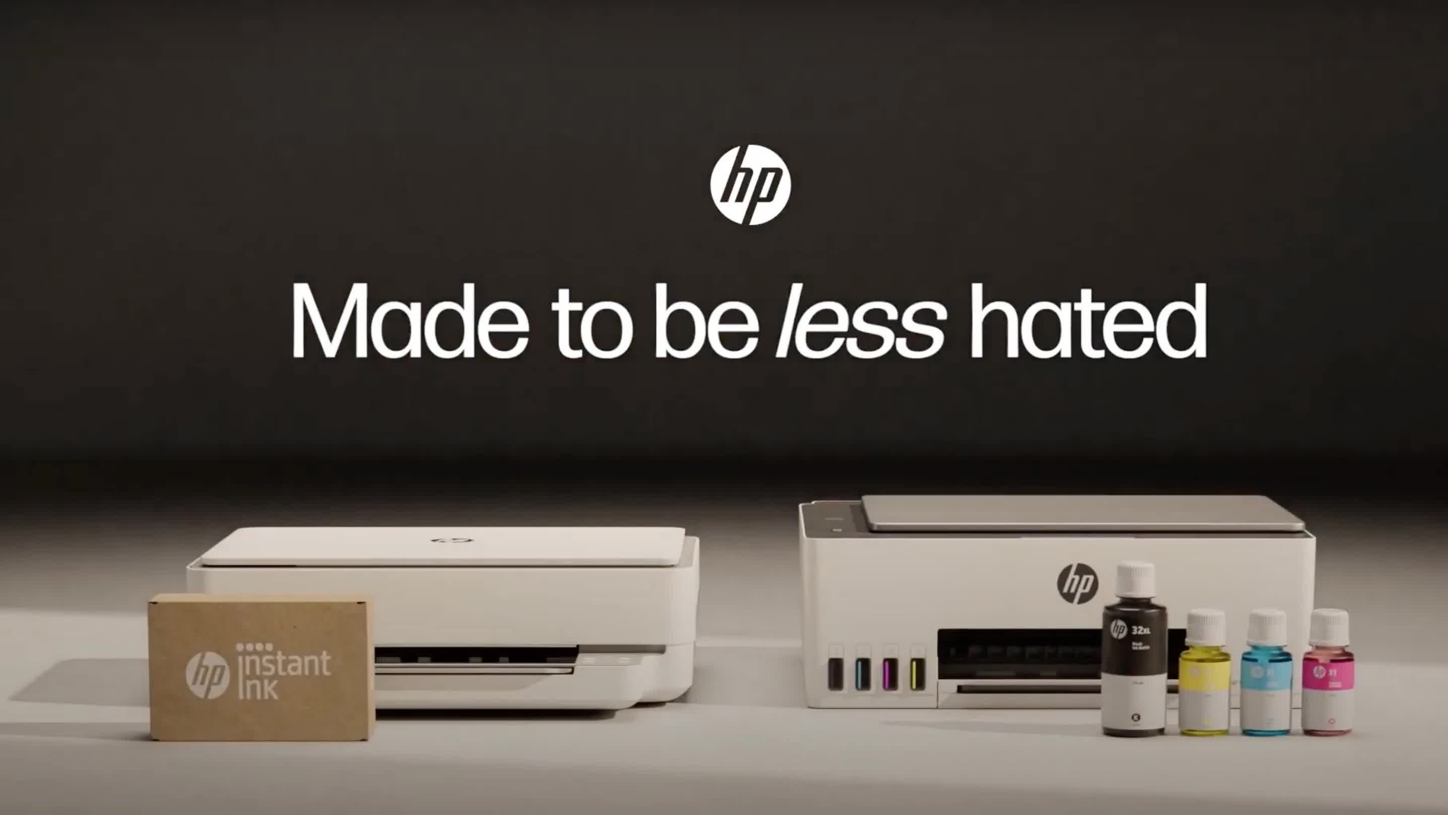 HP's TV ad campaign claims its printers are made to be less hated