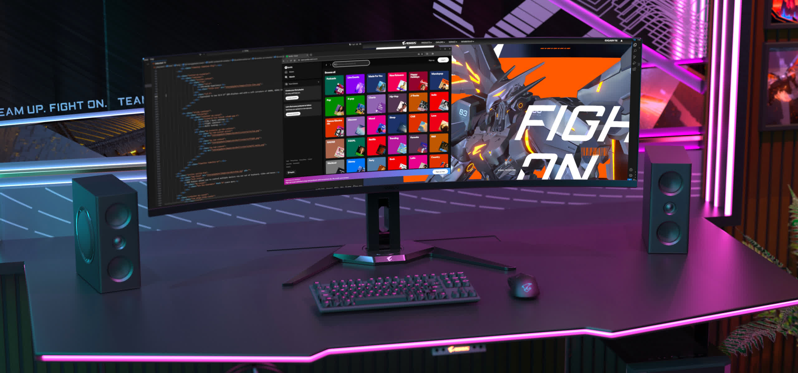 Gigabyte Aorus 49-inch QD-OLED gaming monitor uses AI to help prevent burn-in