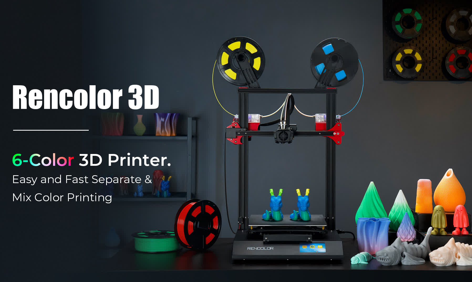 Rencolor's latest 3D printer can print in six colors, and even do gradients