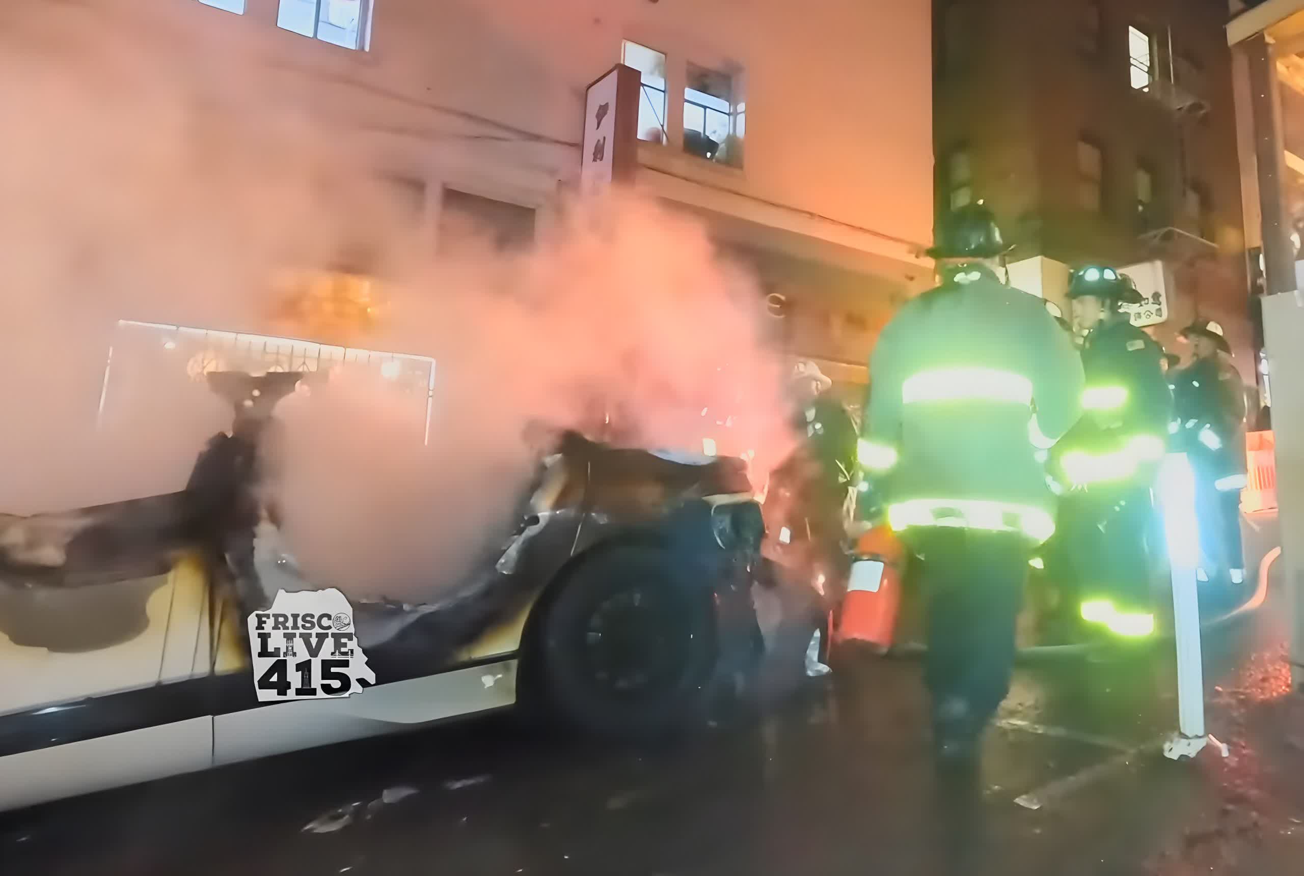 Waymo self-driving taxi vandalized and set ablaze by San Francisco crowd