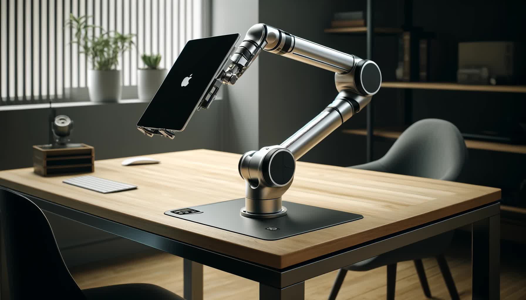 Apple is developing a $1,000 tabletop robotic arm equipped with an iPad-style display