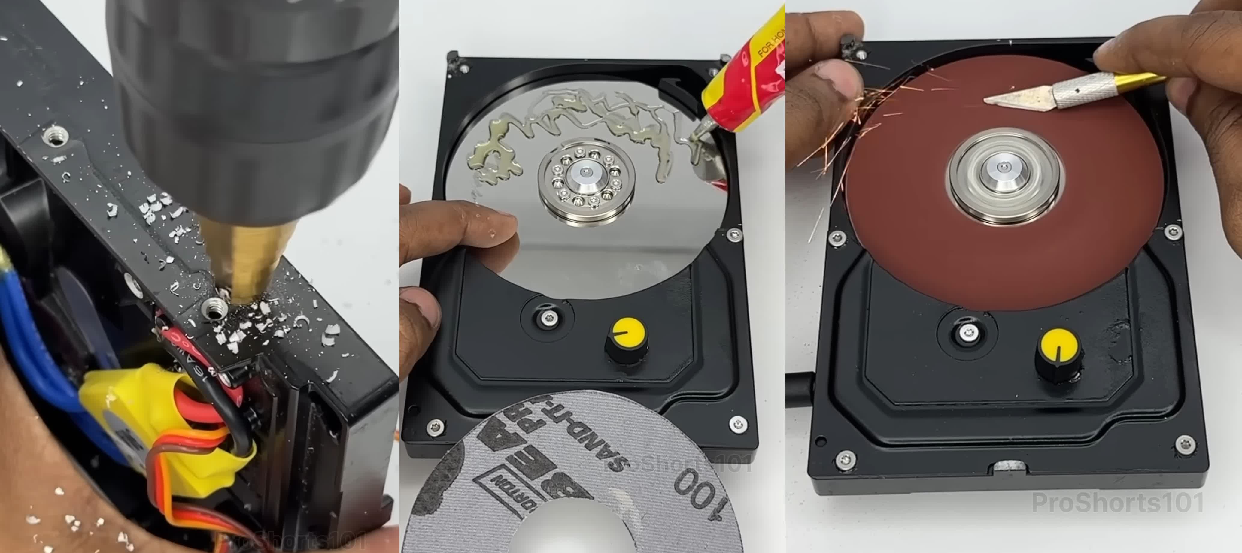 Resourceful modder turns an old HDD into a dirt cheap disc sander