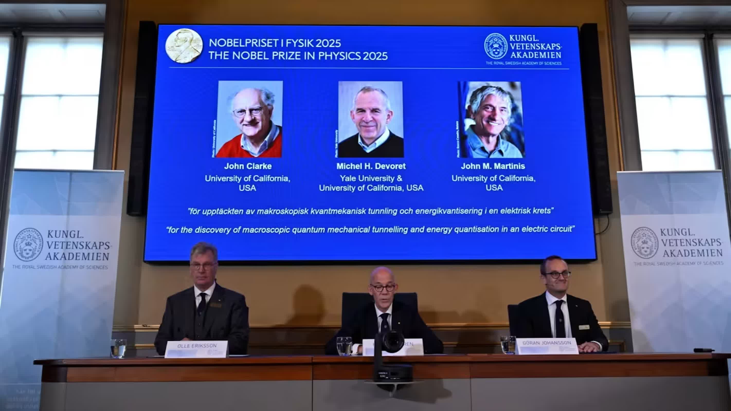 Three US physicists win 2025 Nobel Prize for pioneering quantum circuits