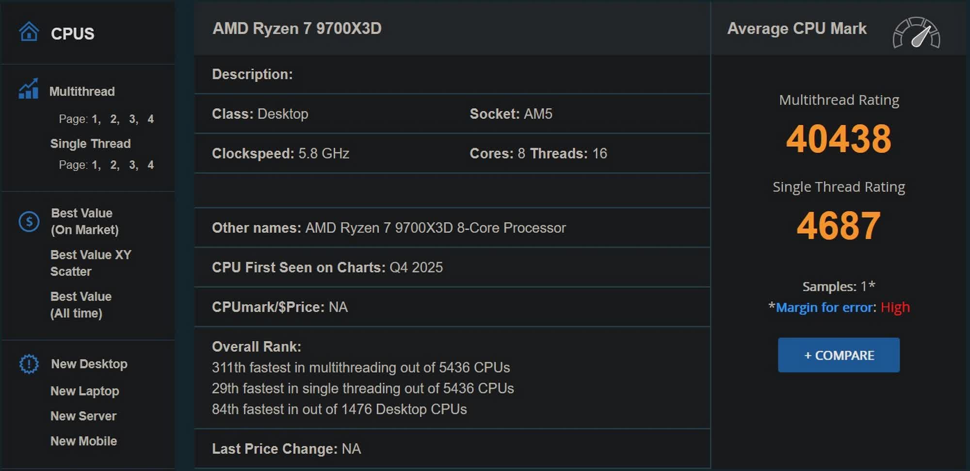 AMD prepares Ryzen 7 9700X3D as budget-friendly 3D V-Cache CPU, AI