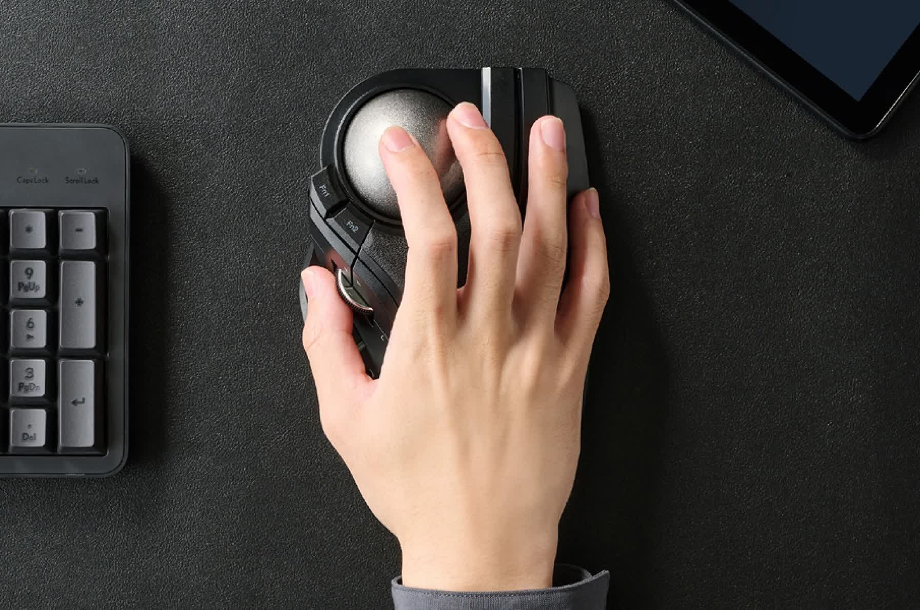 The Huge Plus packs a massive 52mm trackball, 10 buttons, and months of battery life
