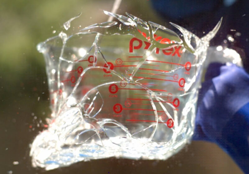 343,000 FPS Phantom camera rolls as Pyrex cookware shatters from