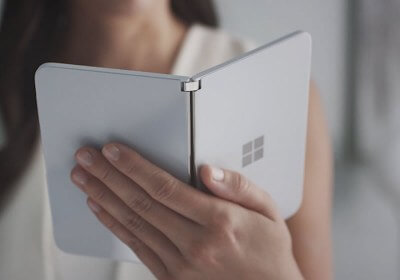 surface duo android smartphone with video
