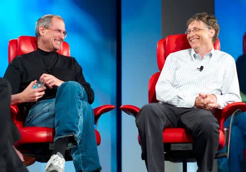 steve jobs bill gates with video apple microsoft history interview industry