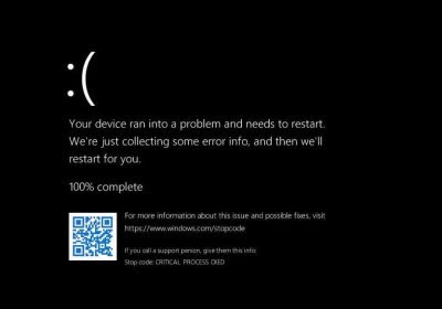 windows blue screen death turning black