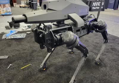robot dog outfitted sniper rifle military robots weapons