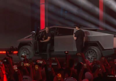 tesla cybertruck elon musk with video