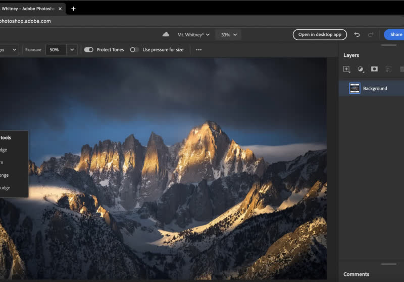 Adobe is testing a free version of that runs on your web