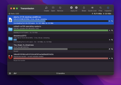 Transmission keeps torrent downloads simple and lightweight