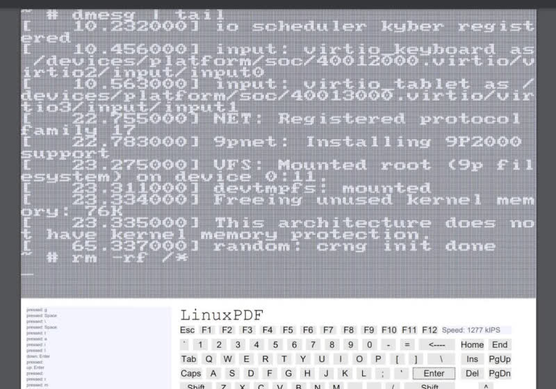 Student turns a PDF into a functional Linux emulator